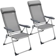 Fotele i krzesła ogrodowe - Krzesło ogrodowe 2 szt. Szare Aluminium Składane - miniaturka - grafika 1