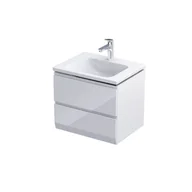 Szafki łazienkowe - Oristo Brylant szafka z umywalką wisząca 59x50x45 biały połysk OR36-SD2S-60-1-V3/UME-BD-60-91 | - miniaturka - grafika 1