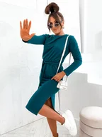 Sukienki - SUKIENKA MIDI Z GUMĄ I WIĄZANIEM W PASIE- TURKUSOWA - Olika - miniaturka - grafika 1