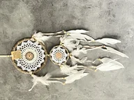 Wyposażenie pokoiku dziecięcego - Łapacz snów szydełkowy boho dekoracja ścienna amulet idealny prezent 17cm - miniaturka - grafika 1