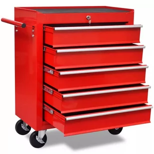 vidaXL vidaXL Czerwony wózek narzędziowy/warsztatowy z 5 szufladami - Wózki magazynowe - miniaturka - grafika 1