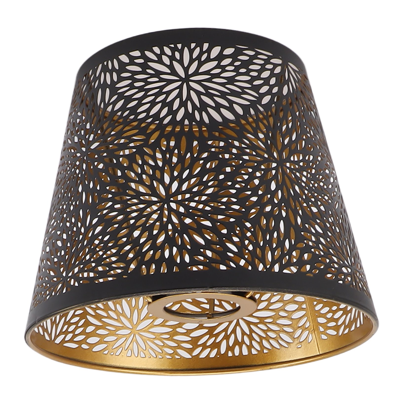 Metalowy klosz lampy E26 E27 w stylu drzewa leśnego Wydrążony żelazny dekoracyjny klosz z wewnętrznym złotym wzorem do lampy stołowej ściennej sufitowej czarny