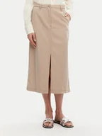 Spódnice - Tommy Hilfiger Spódnica midi WW0WW44726 Beżowy Regular Fit - miniaturka - grafika 1