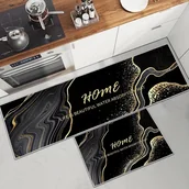 Dywany - (A) 2 antypoślizgowe, zmywalne, złote marmurowe maty kuchenne, antypoślizgowe, do kuchni, pralni i salonu. - miniaturka - grafika 1