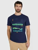 Koszulki męskie - 4F T-shirt regular z nadrukiem męski - granatowy XXL - miniaturka - grafika 1