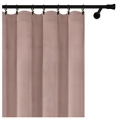 Zasłony - Voppi Zasłona welurowa na taśmie marszczącej 140 x 260 cm beżowa zasłona okienna na żabki agrafki tunel - miniaturka - grafika 1