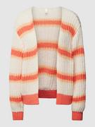 Swetry damskie - Kurtka z dzianiny ze wzorem w paski - miniaturka - grafika 1