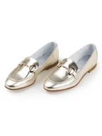 Mokasyny damskie - Anna Morellini Skórzane mokasyny "Gelia" w kolorze srebrnym - miniaturka - grafika 1