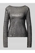 Bluzki damskie - Bluzka z długim rękawem o kroju slim fit z półprzezroczystej siateczki model RISSI - Pieces - miniaturka - grafika 1