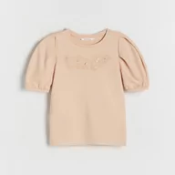 Koszulki dla dziewczynek - Reserved - Bluzka z aplikacją - Beżowy - miniaturka - grafika 1