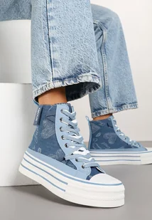 Niebieskie Trampki z Jeansowego Materiału na Platformie Zorilea - Trampki damskie - miniaturka - grafika 1