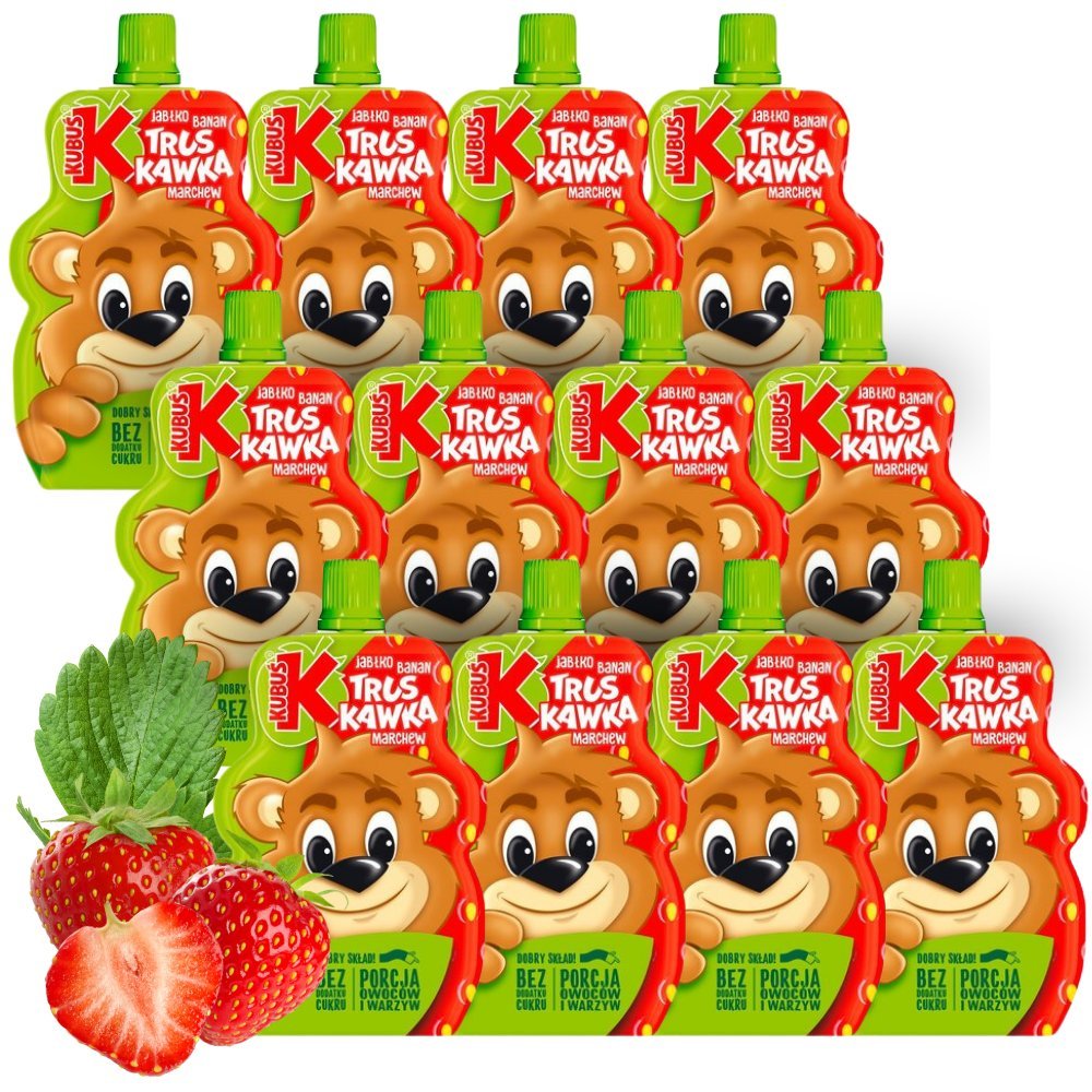 KUBUŚ Mus 100% Truskawka Jabłko 100 g x 12 sztuk