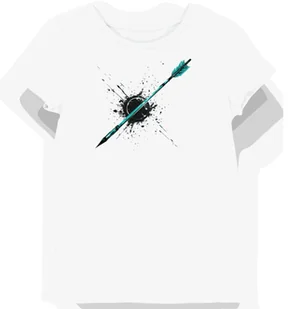 Koszulka damska biała z motywem łuczniczym w odcieniach turkusu XL - Koszulki i topy damskie Koszulka damska biała z motywem łuczniczym w odcieniach turkusu XL - Koszulki i topy damskie - miniaturka - grafika 1