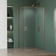 Kabiny prysznicowe - Kabina prysznicowa prostokątna dwuskrzydłowa uchylna Swing Copper 110 x 100 x 200 cm miedź szczotkowana szkło transparentne Wellneo - miniaturka - grafika 1