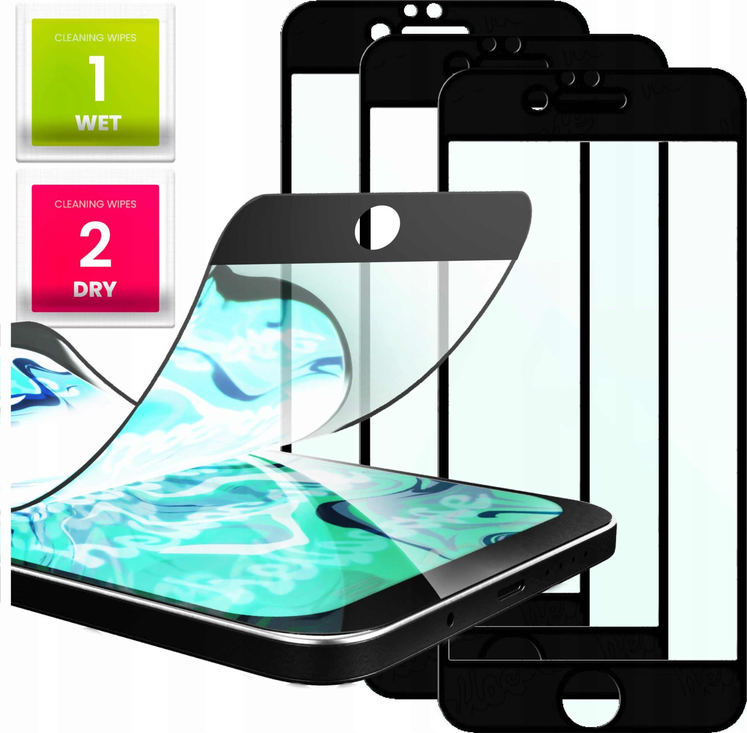 Hello Case 3x Szkło Hybrydowe do iPhone 6 szybka 9H, 5D, ochronne, na cały ekran