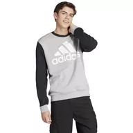 Bluzy męskie - adidas Męska bluza polarowa z dużym logo Essentials, Średni szary wrzosowy/czarny, M - miniaturka - grafika 1
