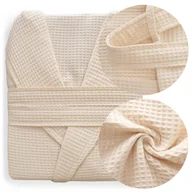 Szlafroki damskie - Szlafrok Gofer Waffle Bawełniany Murat XL Krem - miniaturka - grafika 1