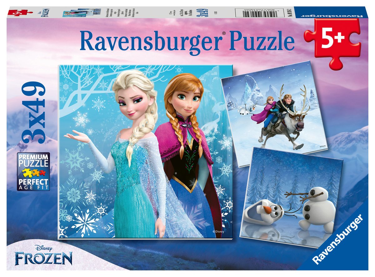 Ravensburger, puzzle, Disney, Kraina Lodu, 3x49 el.