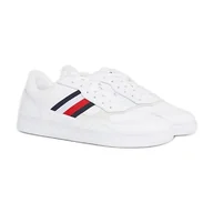 Buty sportowe męskie - Buty Tommy Hilfiger Court Cupsole Retro Lth Stripes M FM0FM04828YBS białe - miniaturka - grafika 1