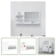 Lustra - The Living Store Lustro łazienkowe białe 90x10,5x45 cm materiał drewnopodobny - miniaturka - grafika 1