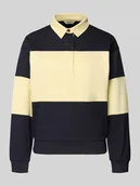 Bluzy damskie - Bluza z kołnierzykiem polo i wyhaftowanym logo - miniaturka - grafika 1
