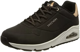 Sneakersy damskie - Skechers Sneakersy damskie Uno, Czarne wykończenie Durabuck Różowe Złoto Duraleather, 40 EU - grafika 1