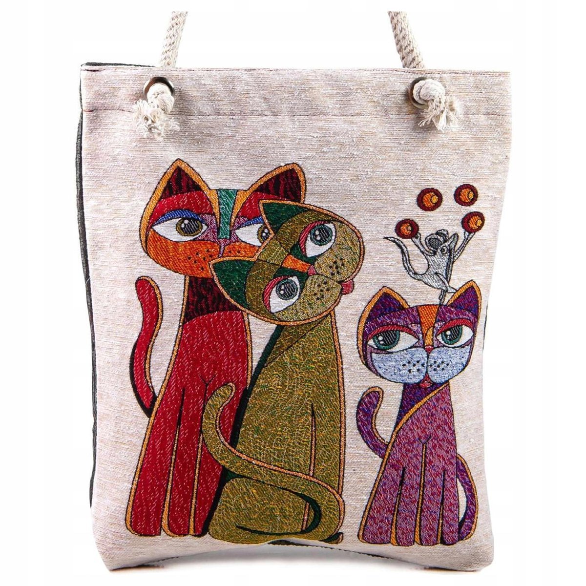 Torba Torebka Damska Gobelin Turecka Mocna Wytrzymała Orientalny Wzór Koty