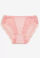 Majtki damskie - Różowe Bawełniane Majtki Figi z Ozdobną Koronką Waietra - miniaturka - grafika 1