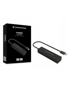 Conceptronics Conceptronic - hub - 4 ports USB hub - 4 - Czarny HUBBIES07B - Huby USB - miniaturka - grafika 1