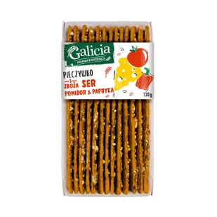 Pieczywko chrupkie 3 ziarna ser, pomidor i papryka 130 g Galicia - Pieczywo chrupkie - miniaturka - grafika 1