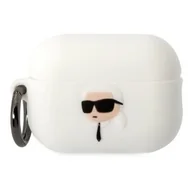 Akcesoria do słuchawek - Karl Lagerfeld etui do Airpods Pro 2 KLAP2RUNIKH białe 3D Silicone NFT Karl - miniaturka - grafika 1
