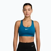 Bielizna sportowa damska - Biustonosz treningowy Nike Swoosh Medium Support green abyss/white WYSYŁKA W 24H 30 DNI NA ZWROT - miniaturka - grafika 1