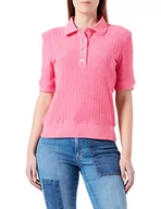 Bluzy damskie - Love Moschino Damska bluza o regularnym kroju z krótkim rękawem, fuksja, 38, Fuchsia - miniaturka - grafika 1