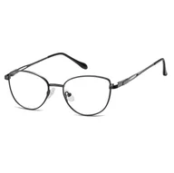 Okulary korekcyjne, oprawki, szkła - Okulary zerówki oprawki korekcyjne kocie oczy z teleskopami medium M296G czarne - miniaturka - grafika 1