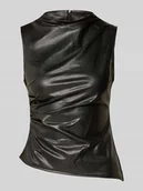 Koszulki i topy damskie - Top z imitacji skóry z marszczeniami model ‘DANDY’ - miniaturka - grafika 1