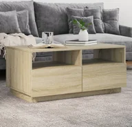Ławy i stoliki kawowe - Stolik kawowy z oświetleniem LED dąb Sonoma 90x49x40 cm - miniaturka - grafika 1