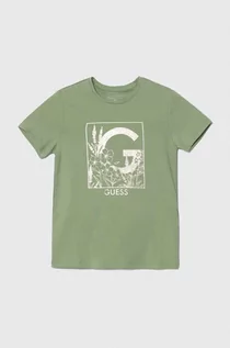 Koszulki dla dziewczynek - Guess t-shirt dziecięcy kolor zielony - grafika 1