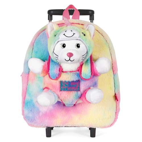 PERLETTI Kawaii plecak z jednorożcem dla dziewczynek 3, 4, 5, 6 lat, sportowy plecak z pluszowym kotem, zdejmowanym kotem, dziewczynką, dzieckiem, do przedszkola, miękka torba podróżna