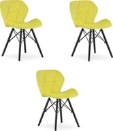 Krzesła - Leobert Krzesło LAGO Aksamit - żółte / nogi czarne x 3 - miniaturka - grafika 1