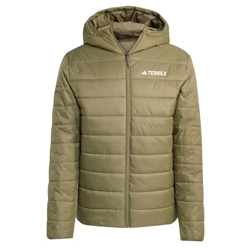 adidas heren Terrex Multi Essentials CLIMAWARM Insulated Hooded Jacket, Olive Strata, XS