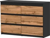 Szafki RTV - Komoda Z 6 Szufladami 100 Cm Czarny Dąb Wotan Pojemna Szafka Rtv Salon Sypialnia Meble Loftowe - miniaturka - grafika 1