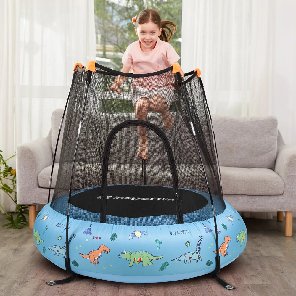 Insportline Pompowana trampolina dla dzieci z siatką Nufino 120 cm, Niebieski 22307-1