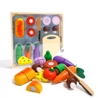 Zabawki AGD - Tooky Toy Lumarko Drewniane Warzywa Do Krojenia W Skrzynce 20 El. TKI015 Lek - miniaturka - grafika 1