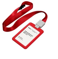 Identyfikatory - Identyfikator etui holder na kartę ze smyczą wysuwaną dla firmy CZERWONY / Dezhi - miniaturka - grafika 1