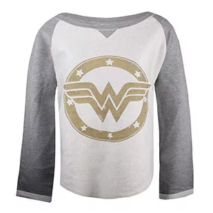 DC Comics Damska bluza z logo Wonderwoman ze złotym logo, Szary (szary/ecru Spo), L - Bluzy damskie - miniaturka - grafika 1