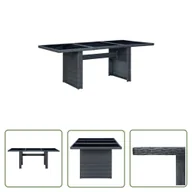 Stoły ogrodowe - The Living Store Stół ogrodowy - ciemnoszary - polirattan i szkło hartowane - Stół Ogrodowy - miniaturka - grafika 1