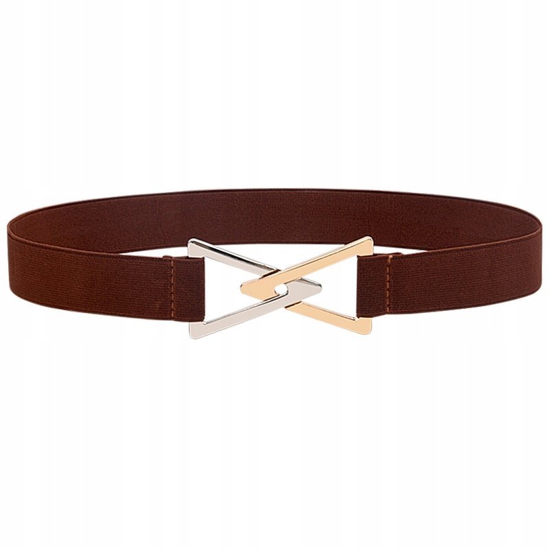 brązowy PASEK damski elastyczny elegancki dodatek do płaszcza dla pani