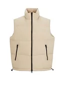 Garnitury - HUGO Birontino2341 męska kamizelka wodoodporna regular fit z logo Stack, Light Beige275, L - miniaturka - grafika 1