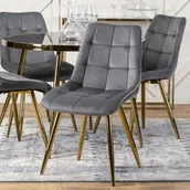 Krzesła - Zestaw 4x Krzesło Tapicerowane CARO do Salonu Szare Welurowe Nowoczesne Loft - miniaturka - grafika 1