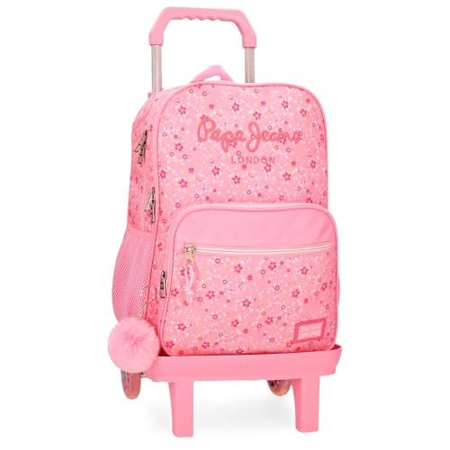 Pepe Jeans Alenka Rosa Plecak z podwójną komorą z wózkiem Różowy 30x40x12 cm Poliester 15,6L by Joumma Bags, Różowy kolor, Talla única, Plecak z podwójną komorą z wózkiem